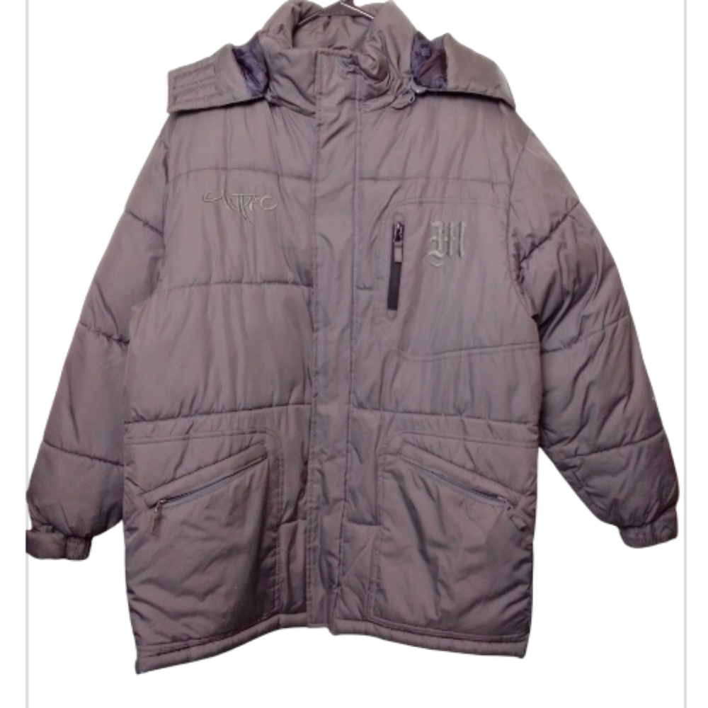 Makaveli branded Tupac long puffer coat XL gray
